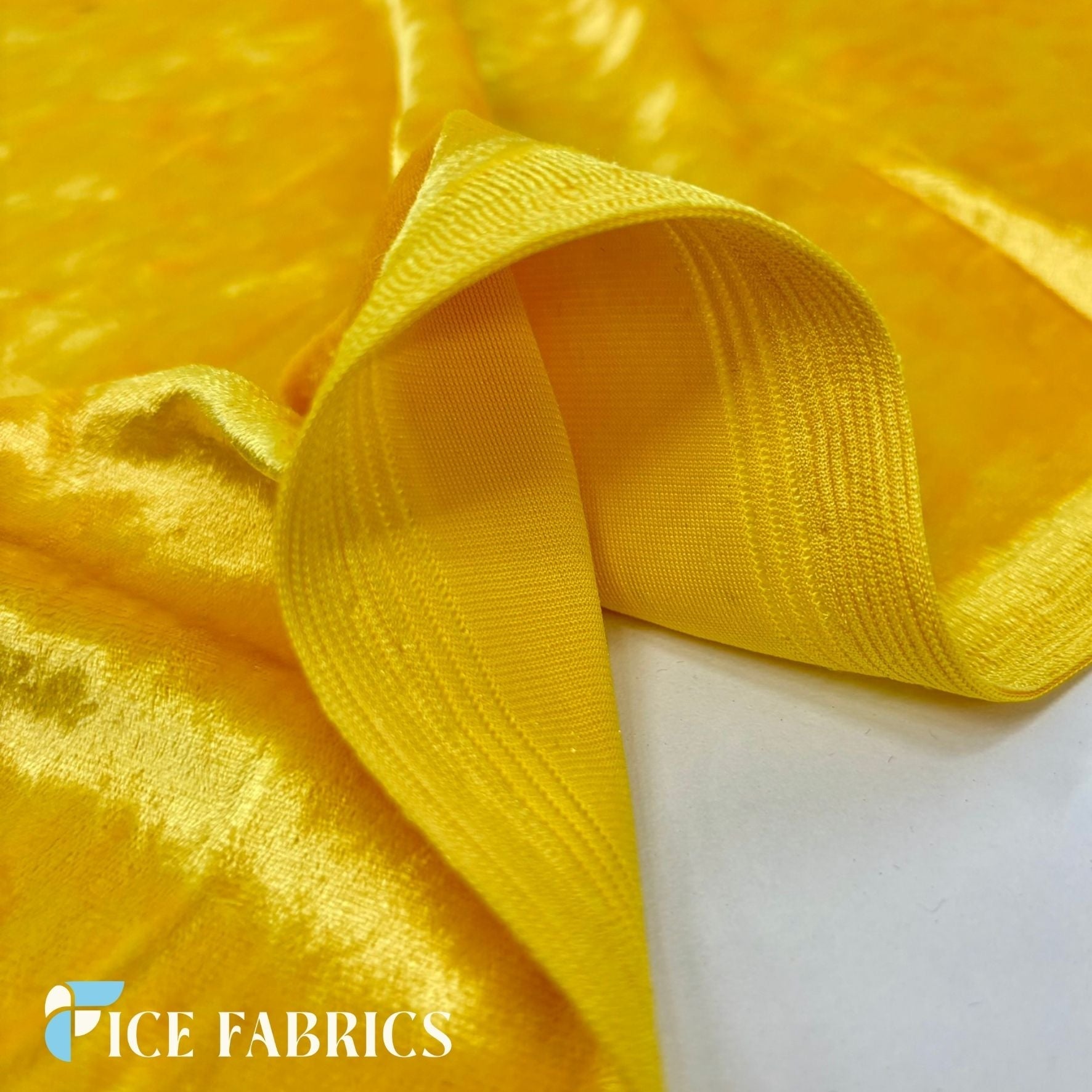 Yellow Crushed Velvet Upholstery Fabric