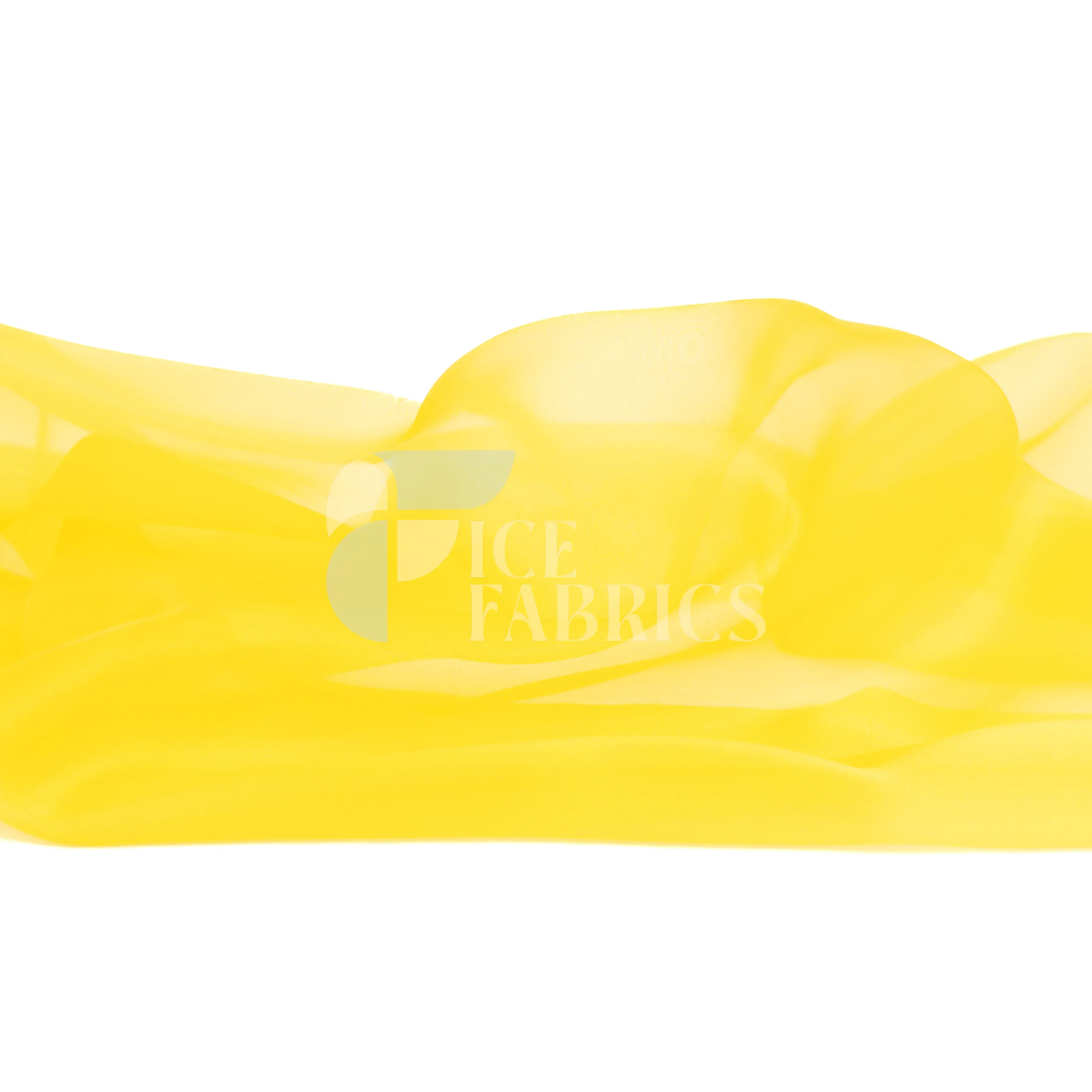 Yellow Crystal Sheer Organza Fabric By The Yard