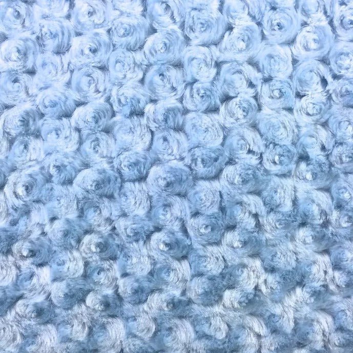 Baby Blue Rosebud Minky Fabric by the Yard