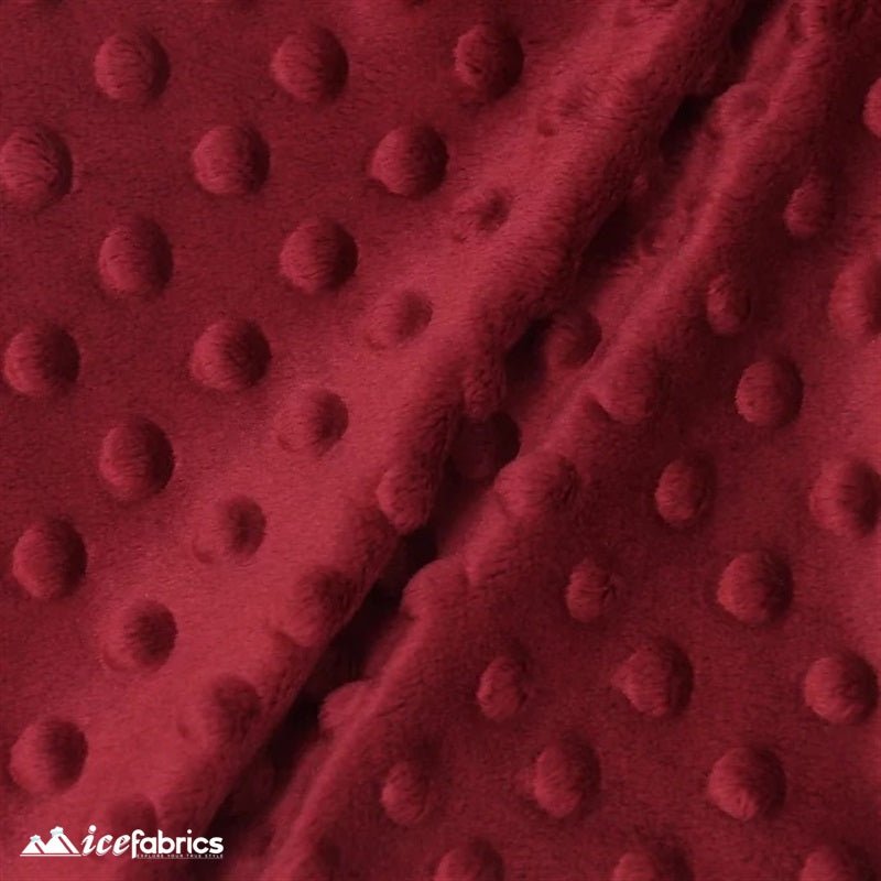 Burgundy Dot Bubble Minky Fabric by the Yard