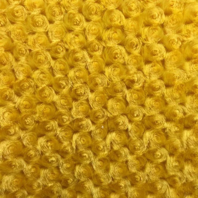 Canary Yellow Rosebud Minky Fabric by the Yard