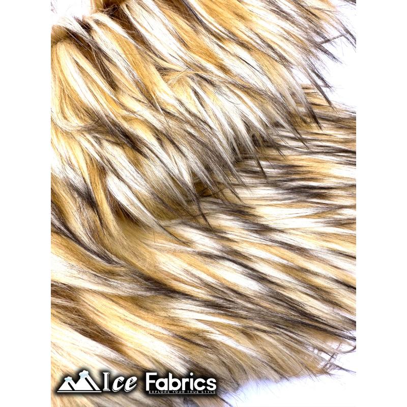 Coyote Long Pile Faux Fur Fabric | Fur Material | Camel Brown