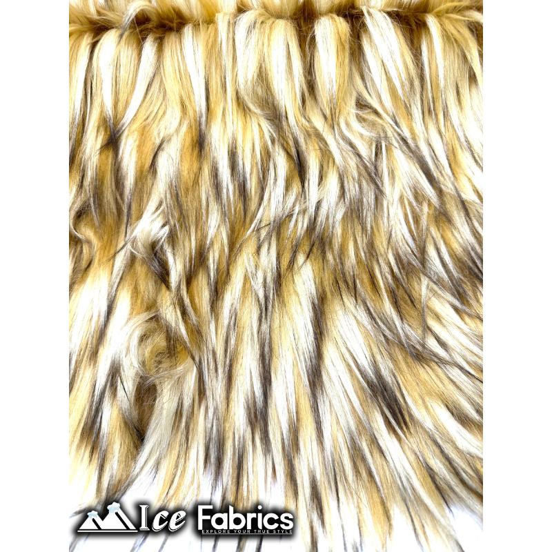Coyote Long Pile Faux Fur Fabric | Fur Material | Camel Brown