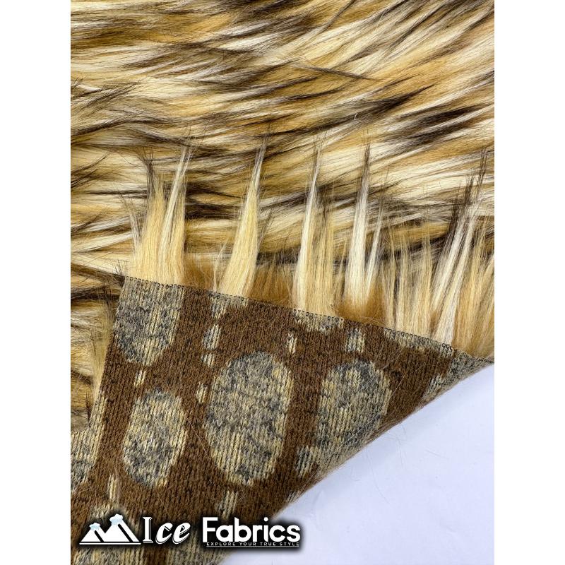 Coyote Long Pile Faux Fur Fabric | Fur Material | Camel Brown