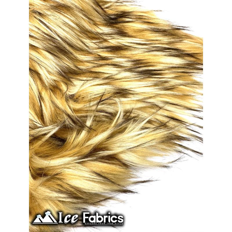 Coyote Long Pile Faux Fur Fabric | Fur Material | Camel Brown
