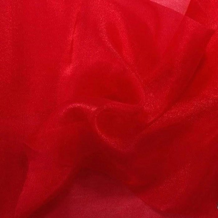 Red Crystal Sheer Organza Fabric By The Yard