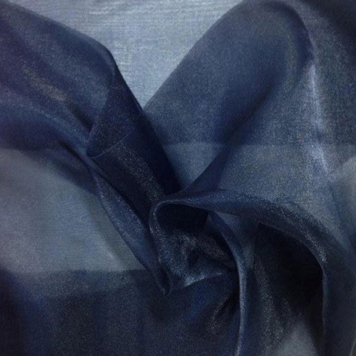 Navy Blue Crystal Sheer Organza Fabric By The Yard