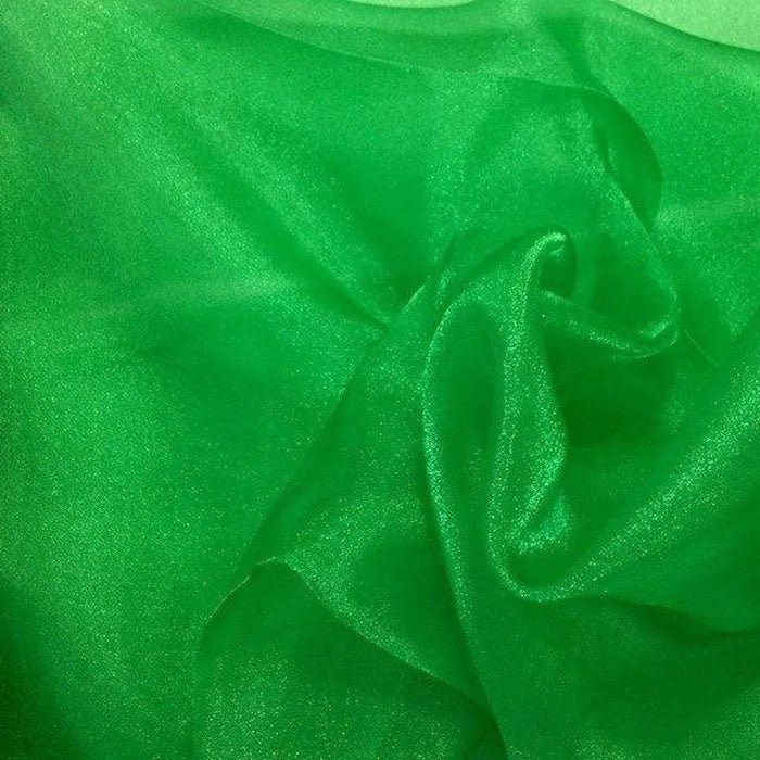 Kelly Green Crystal Sheer Organza Fabric By The Yard