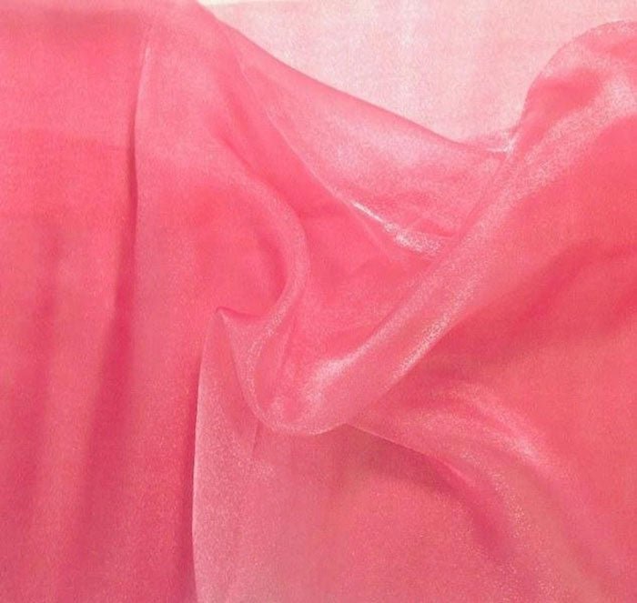 Coral Crystal Sheer Organza Fabric By The Yard