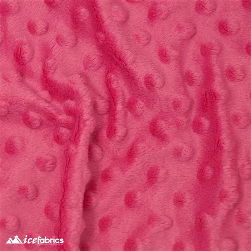 Hot Pink Dot Bubble Minky Fabric by the Yard