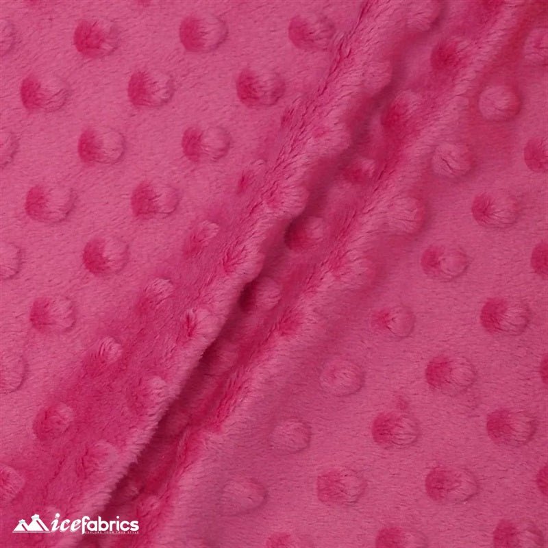 Hot Pink Dot Bubble Minky Fabric by the Yard