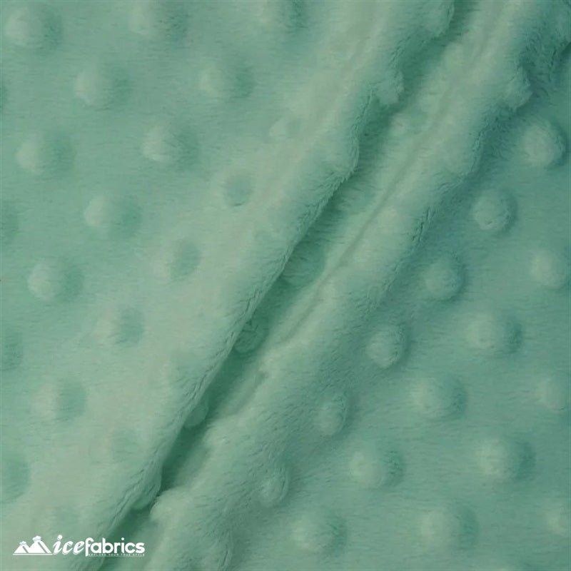 Icy Mint Dot Bubble Minky Fabric by the Yard