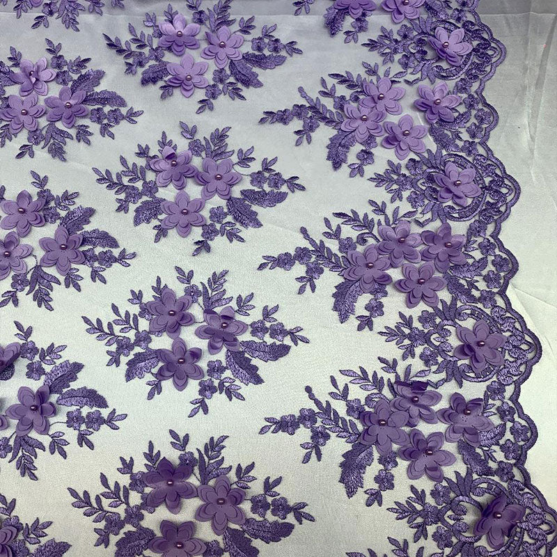 3D Flowers Embroidered Bridal Beaded Mesh Lace Wedding FabricICEFABRICICE FABRICSLavender3D Flowers Embroidered Bridal Beaded Mesh Lace Wedding Fabric ICEFABRIC |Lavender