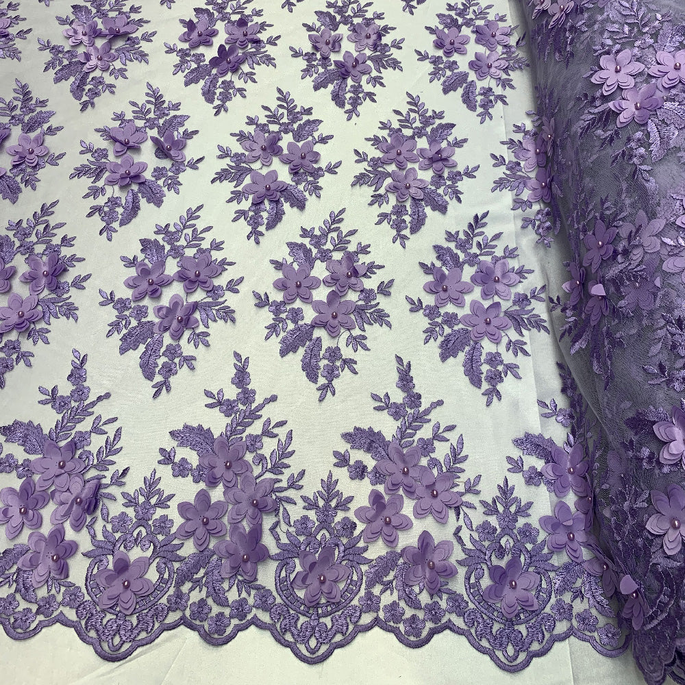 3D Flowers Embroidered Bridal Beaded Mesh Lace Wedding FabricICEFABRICICE FABRICSLavender3D Flowers Embroidered Bridal Beaded Mesh Lace Wedding Fabric ICEFABRIC |Lavender
