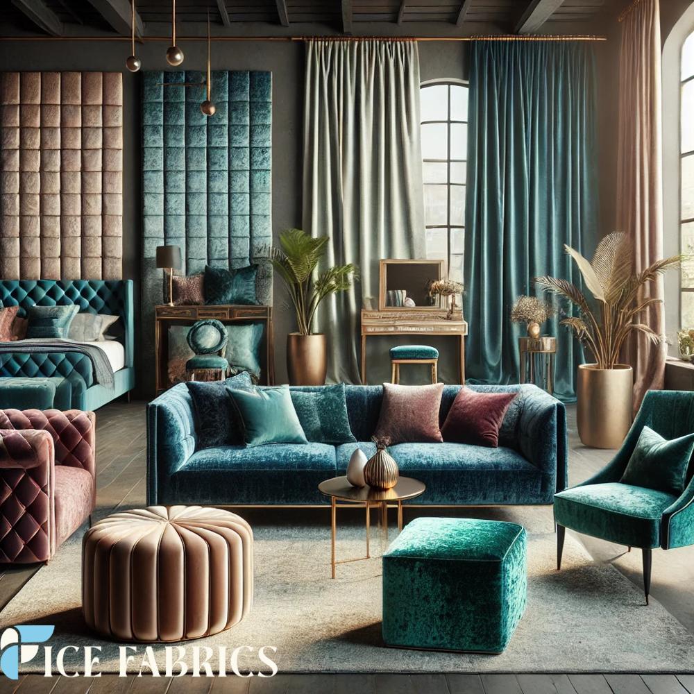 Stretch Crushed Velvet Upholstery Fabric Wholesale By The Roll and Curtains