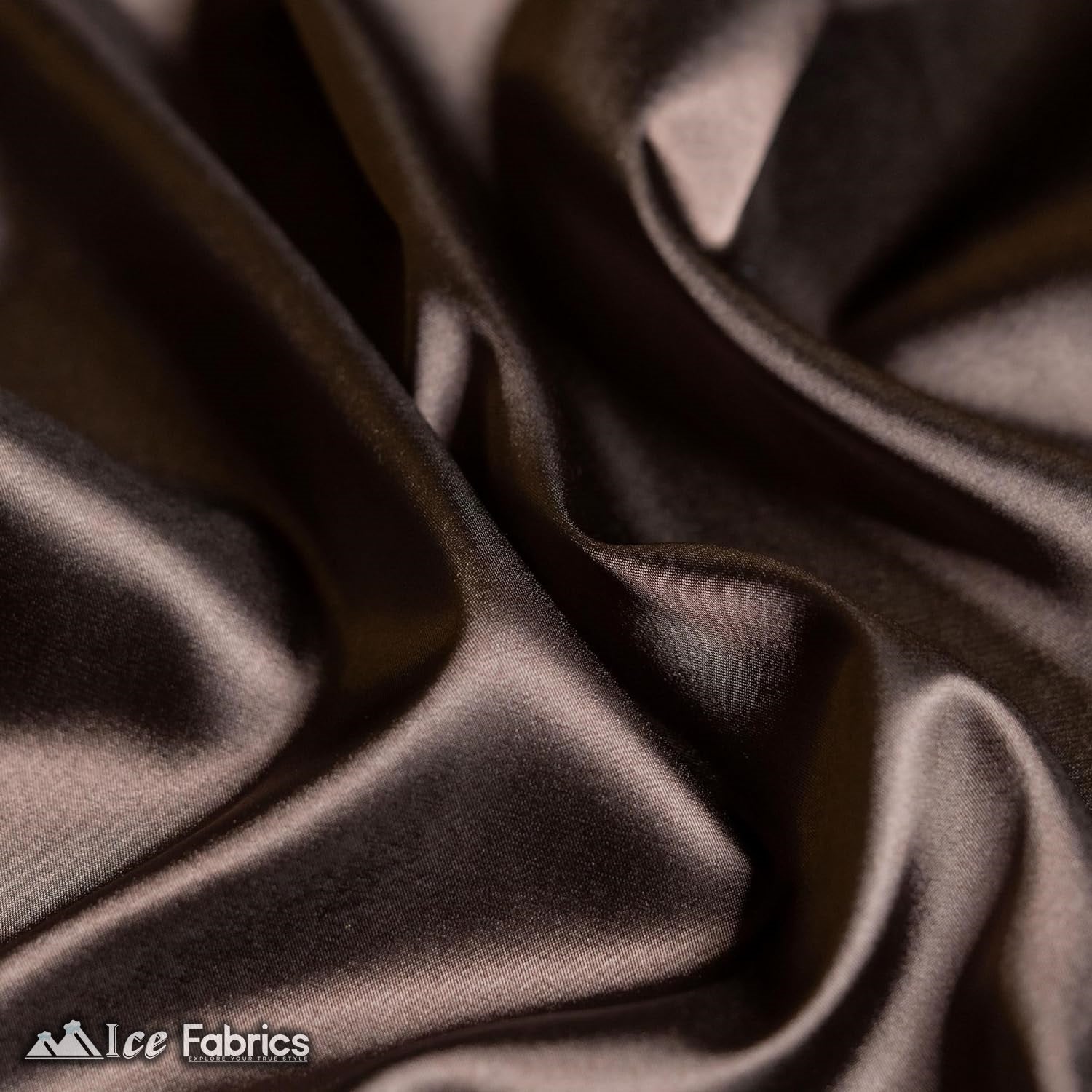 New Shiny Brown Charmeuse Stretch Satin FabricICE FABRICSICE FABRICSBy The Yard (60" Wide)New Shiny Brown Charmeuse Stretch Satin Fabric