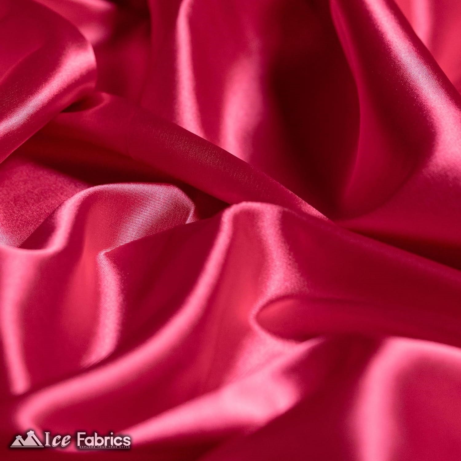 New Shiny Hot Pink Charmeuse Stretch Satin FabricICE FABRICSICE FABRICSBy The Yard (60" Wide)New Shiny Hot Pink Charmeuse Stretch Satin Fabric