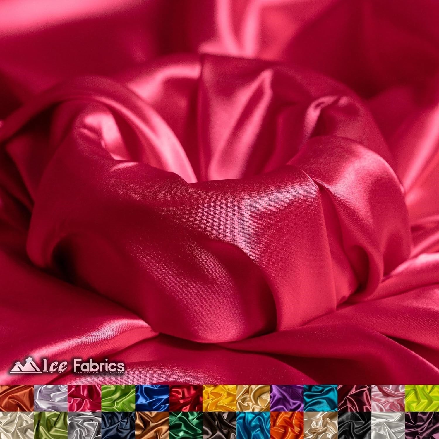 New Shiny Hot Pink Charmeuse Stretch Satin FabricICE FABRICSICE FABRICSBy The Yard (60" Wide)New Shiny Hot Pink Charmeuse Stretch Satin Fabric