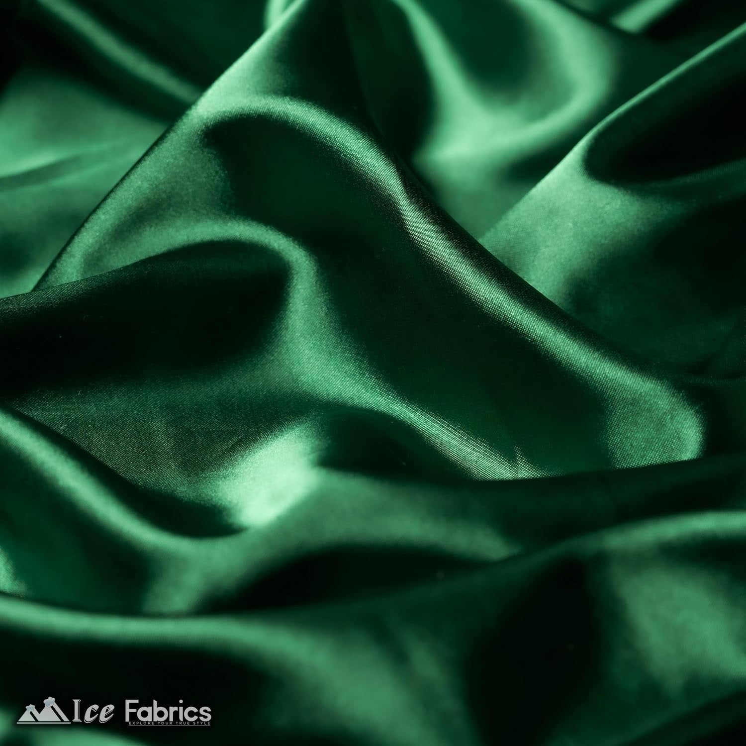 New Shiny Hunter Green Charmeuse Stretch Satin FabricICE FABRICSICE FABRICSBy The Yard (60" Wide)New Shiny Hunter Green Charmeuse Stretch Satin Fabric