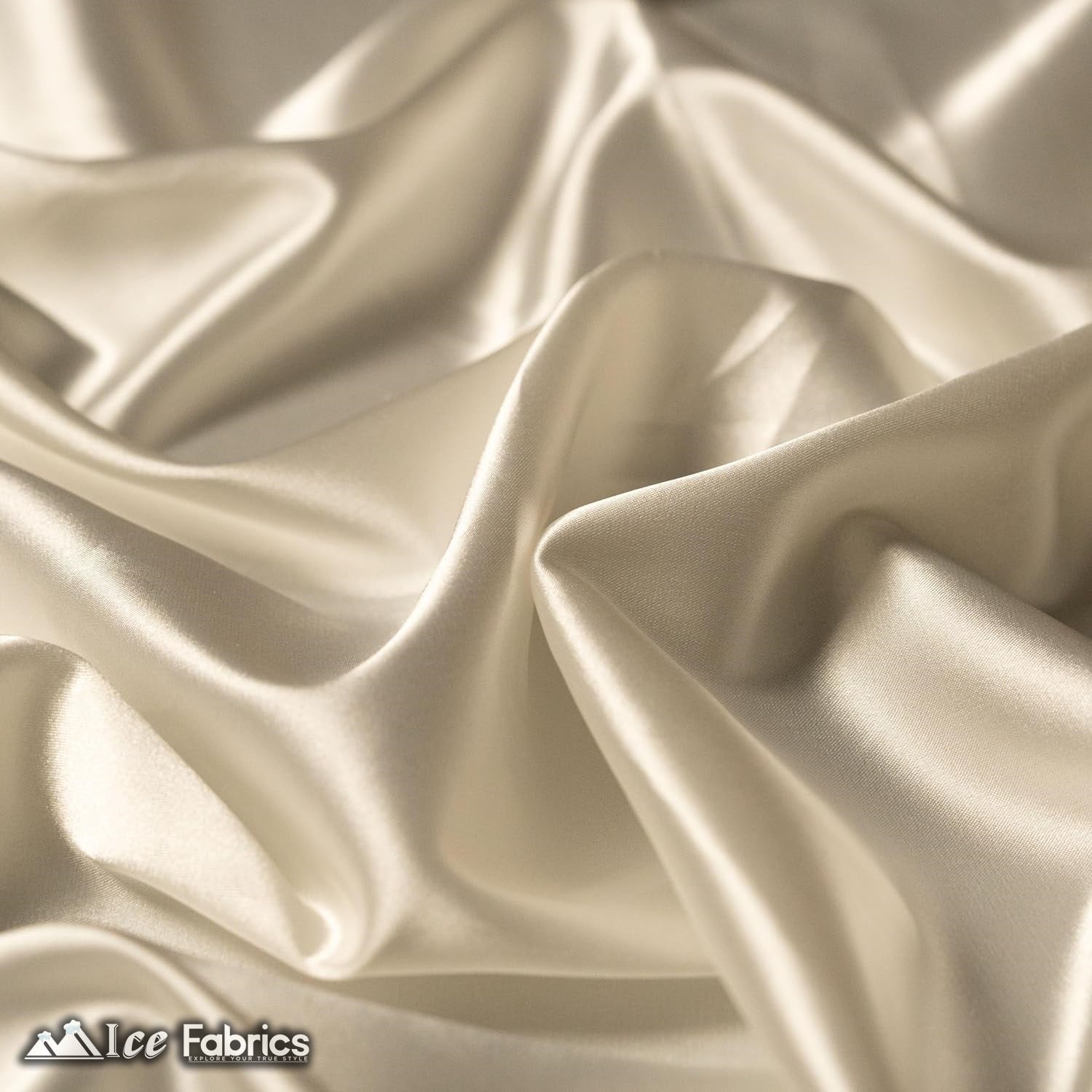 New Shiny Ivory Charmeuse Stretch Satin FabricICE FABRICSICE FABRICSBy The Yard (60" Wide)New Shiny Ivory Charmeuse Stretch Satin Fabric