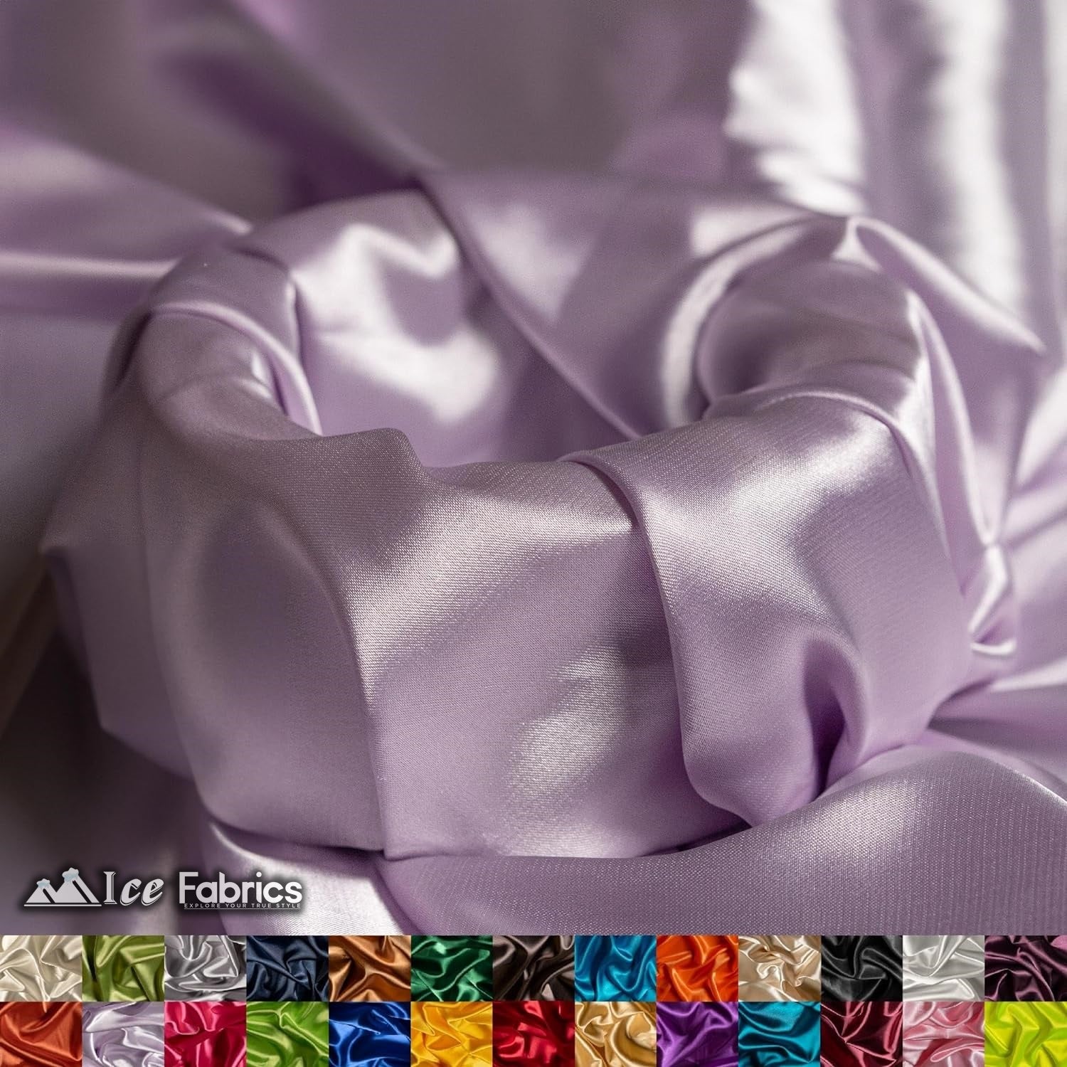 New Shiny Lilac Charmeuse Stretch Satin FabricICE FABRICSICE FABRICSBy The Yard (60" Wide)New Shiny Lilac Charmeuse Stretch Satin Fabric