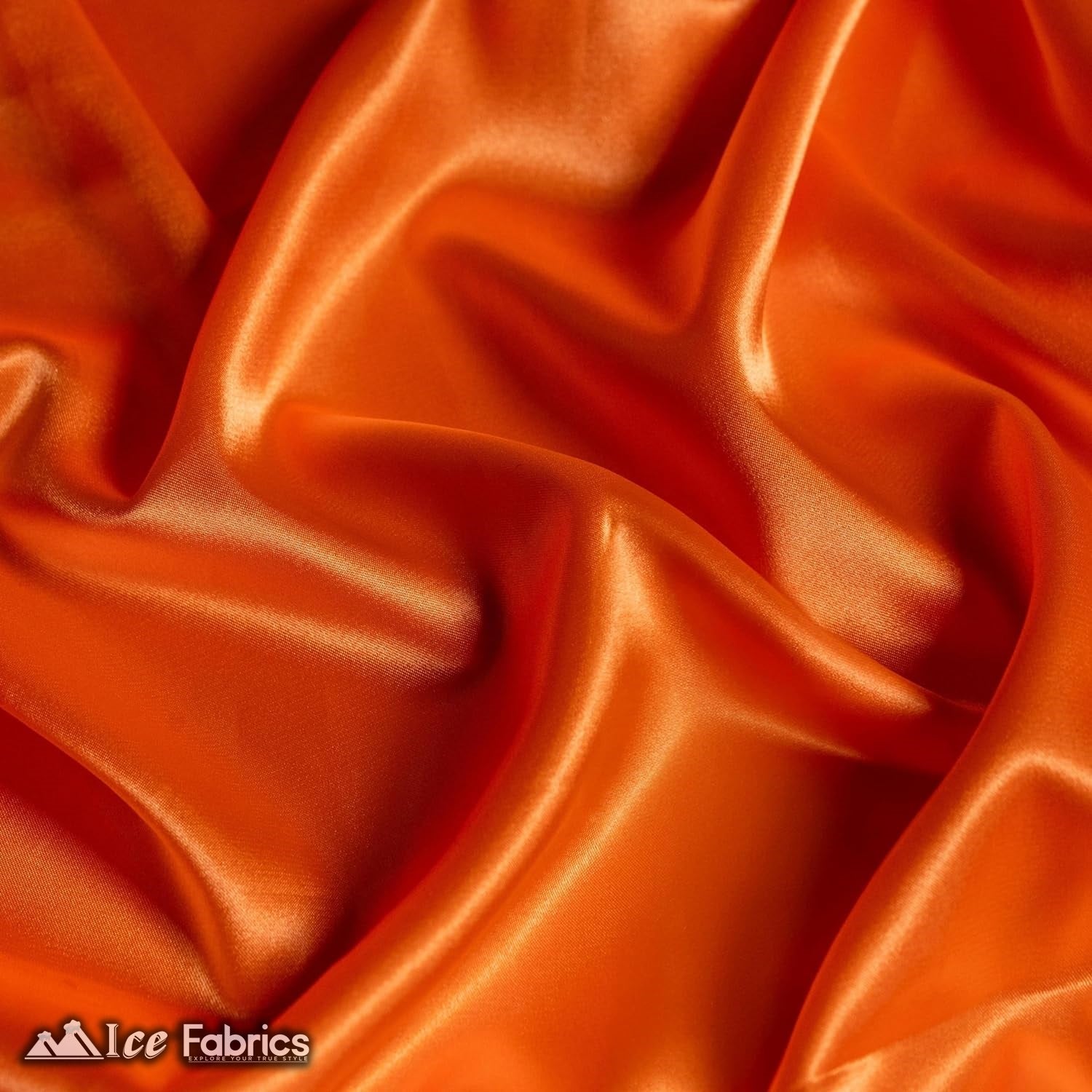 New Shiny Neon Orange Charmeuse Stretch Satin FabricICE FABRICSICE FABRICSBy The Yard (60" Wide)New Shiny Neon Orange Charmeuse Stretch Satin Fabric