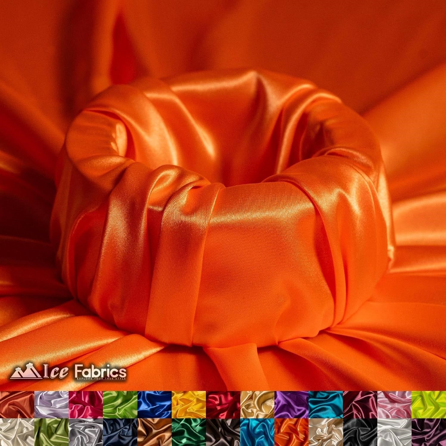 New Shiny Neon Orange Charmeuse Stretch Satin FabricICE FABRICSICE FABRICSBy The Yard (60" Wide)New Shiny Neon Orange Charmeuse Stretch Satin Fabric