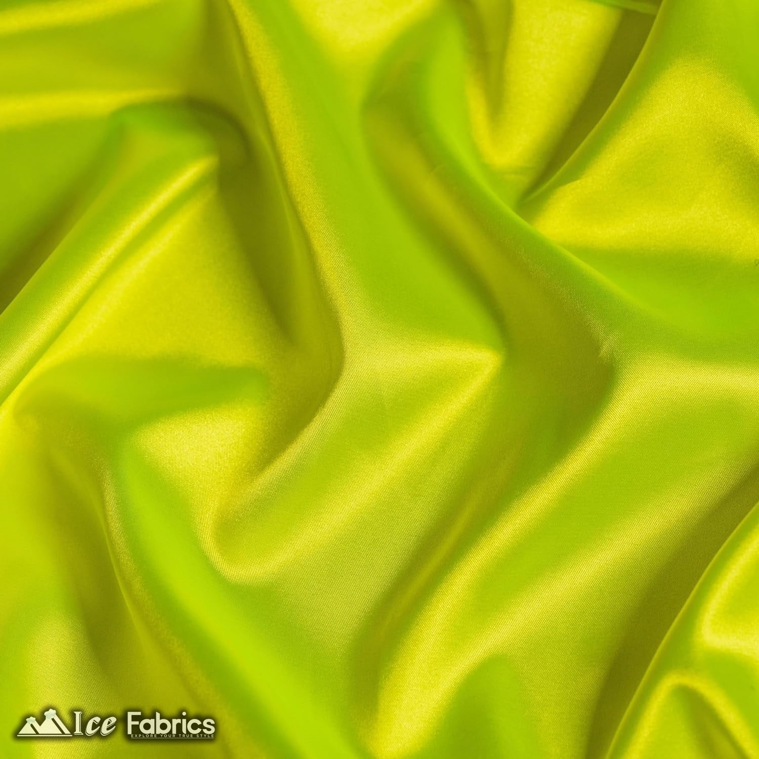 New Shiny Neon Yellow Charmeuse Stretch Satin FabricICE FABRICSICE FABRICSBy The Yard (60" Wide)New Shiny Neon Yellow Charmeuse Stretch Satin Fabric