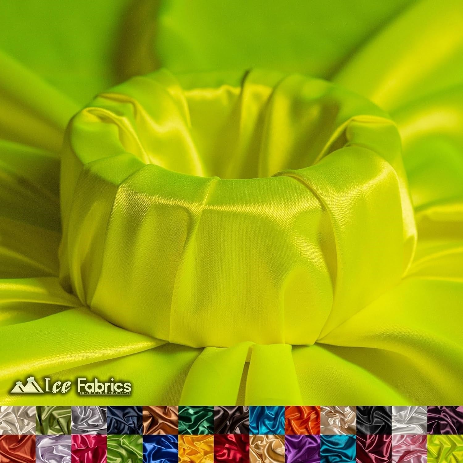 New Shiny Neon Yellow Charmeuse Stretch Satin FabricICE FABRICSICE FABRICSBy The Yard (60" Wide)New Shiny Neon Yellow Charmeuse Stretch Satin Fabric