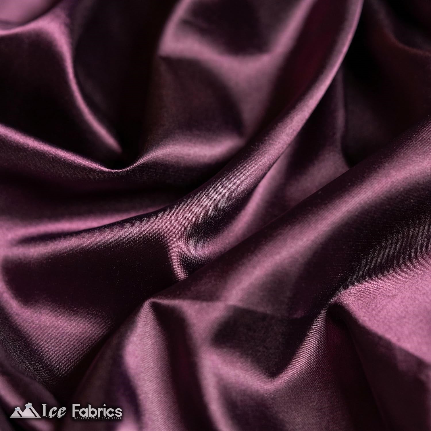 New Shiny Plum Charmeuse Stretch Satin FabricICE FABRICSICE FABRICSBy The Yard (60" Wide)New Shiny Plum Charmeuse Stretch Satin Fabric