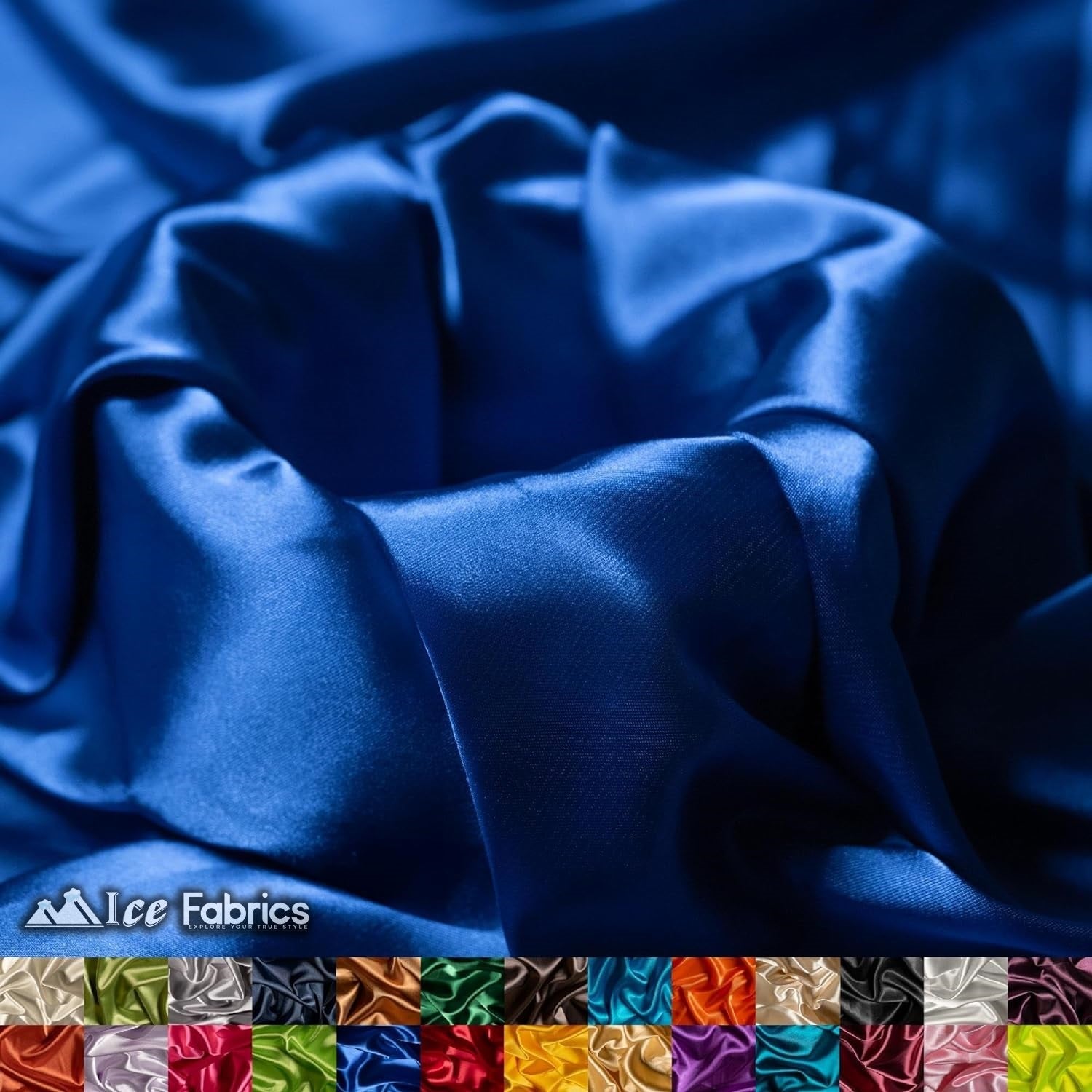 New Shiny Royal Blue Charmeuse Stretch Satin FabricICE FABRICSICE FABRICSBy The Yard (60" Wide)New Shiny Royal Blue Charmeuse Stretch Satin Fabric