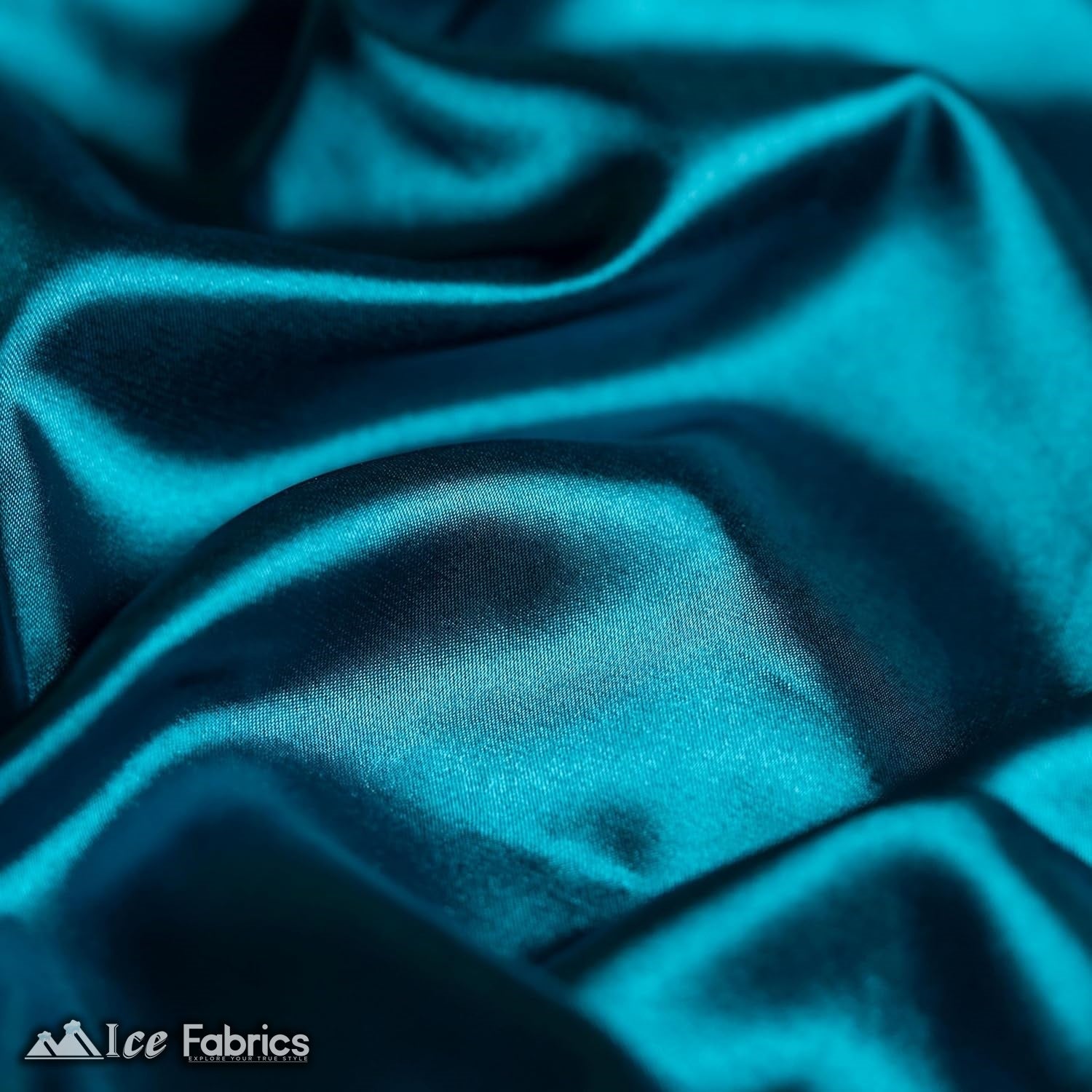 New Shiny Teal Blue Charmeuse Stretch Satin FabricICE FABRICSICE FABRICSBy The Yard (60" Wide)New Shiny Teal Blue Charmeuse Stretch Satin Fabric