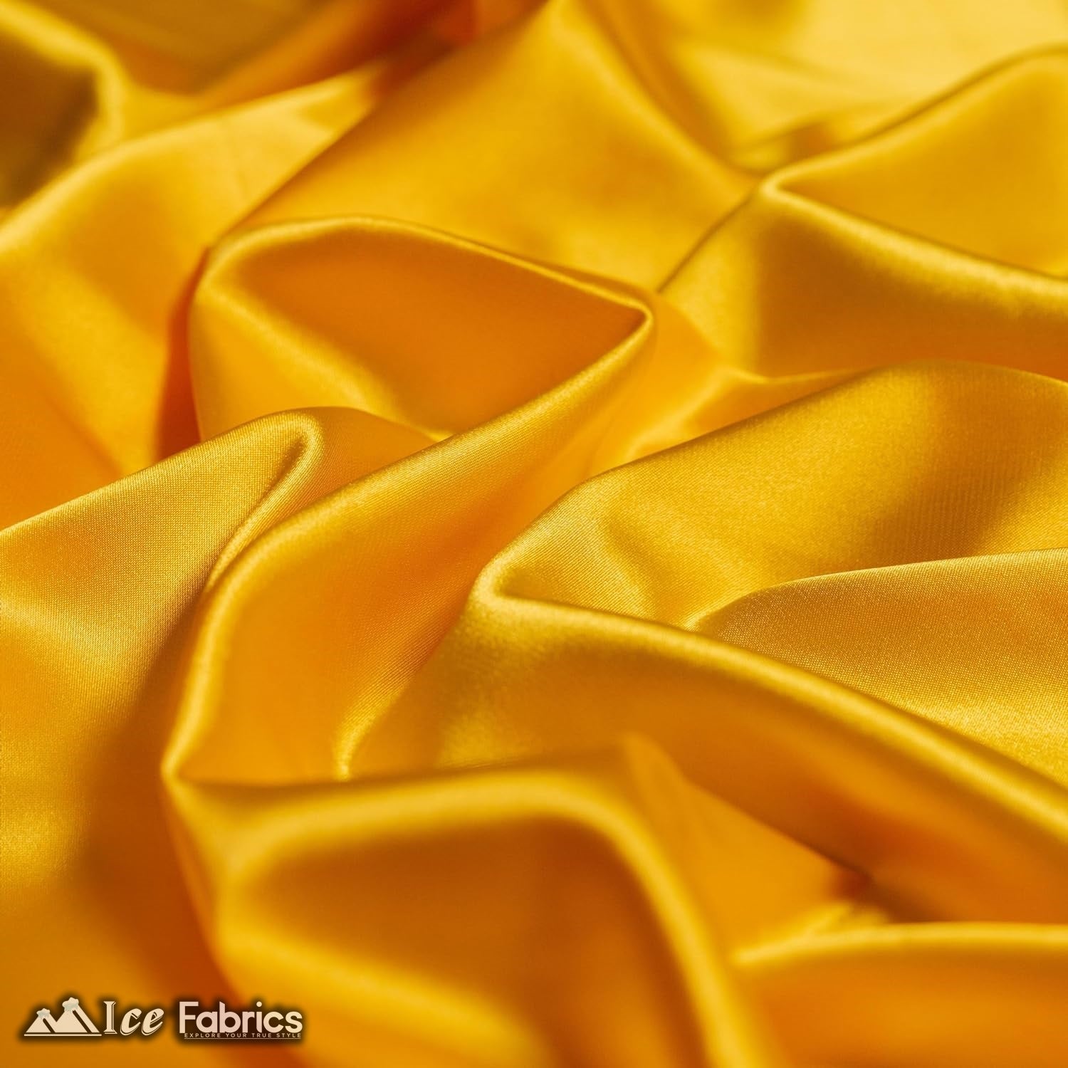 New Shiny Yellow Charmeuse Stretch Satin FabricICE FABRICSICE FABRICSBy The Yard (60" Wide)New Shiny Yellow Charmeuse Stretch Satin Fabric