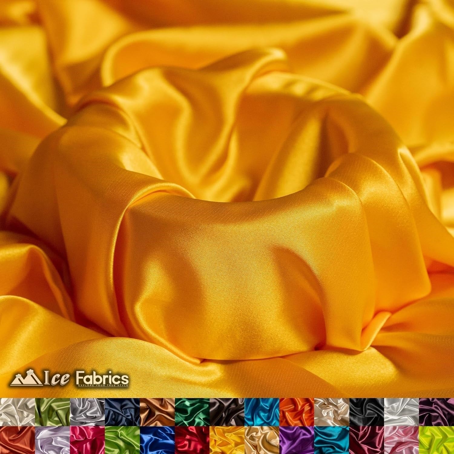 New Shiny Yellow Charmeuse Stretch Satin FabricICE FABRICSICE FABRICSBy The Yard (60" Wide)New Shiny Yellow Charmeuse Stretch Satin Fabric
