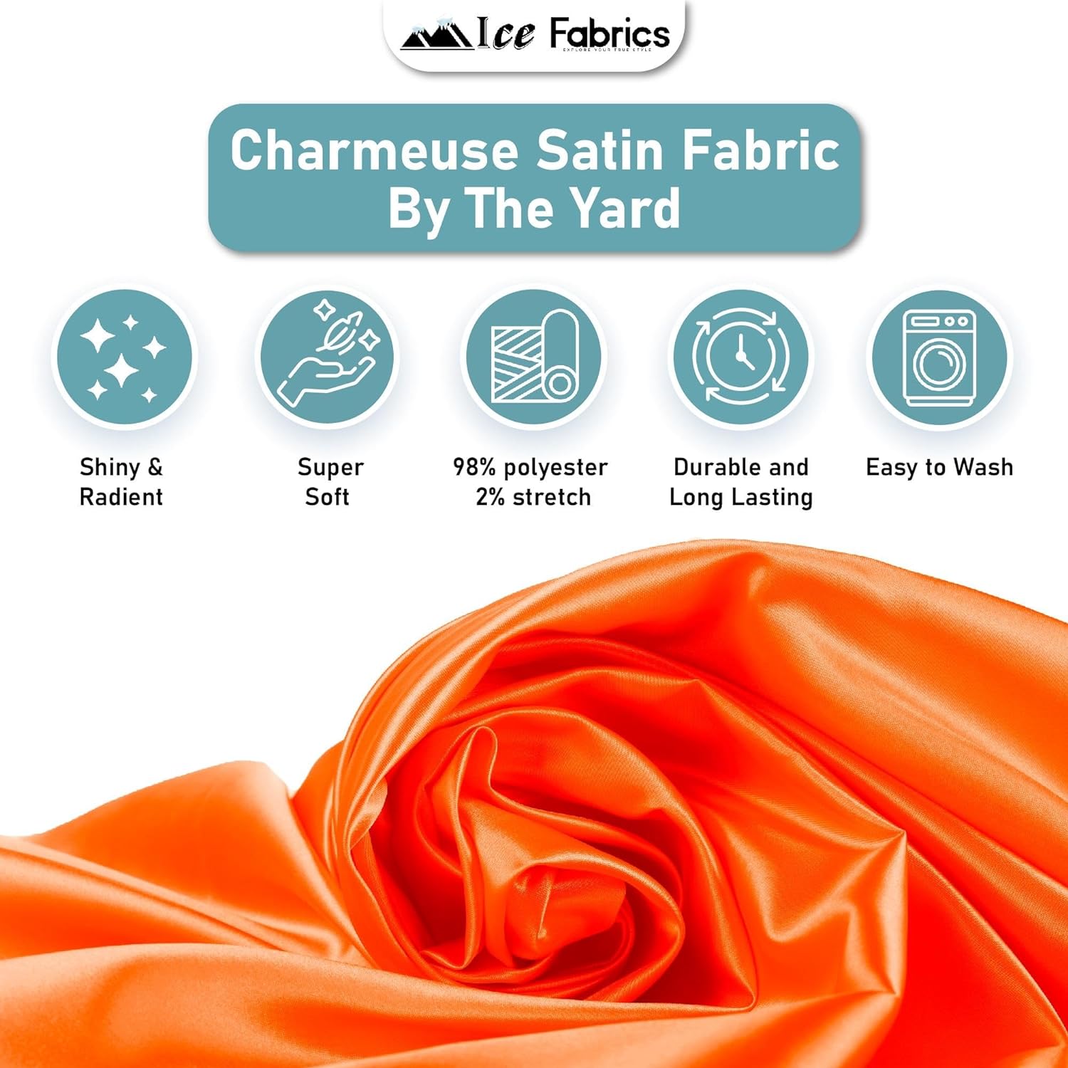 New Shiny Yellow Charmeuse Stretch Satin FabricICE FABRICSICE FABRICSBy The Yard (60" Wide)New Shiny Yellow Charmeuse Stretch Satin Fabric