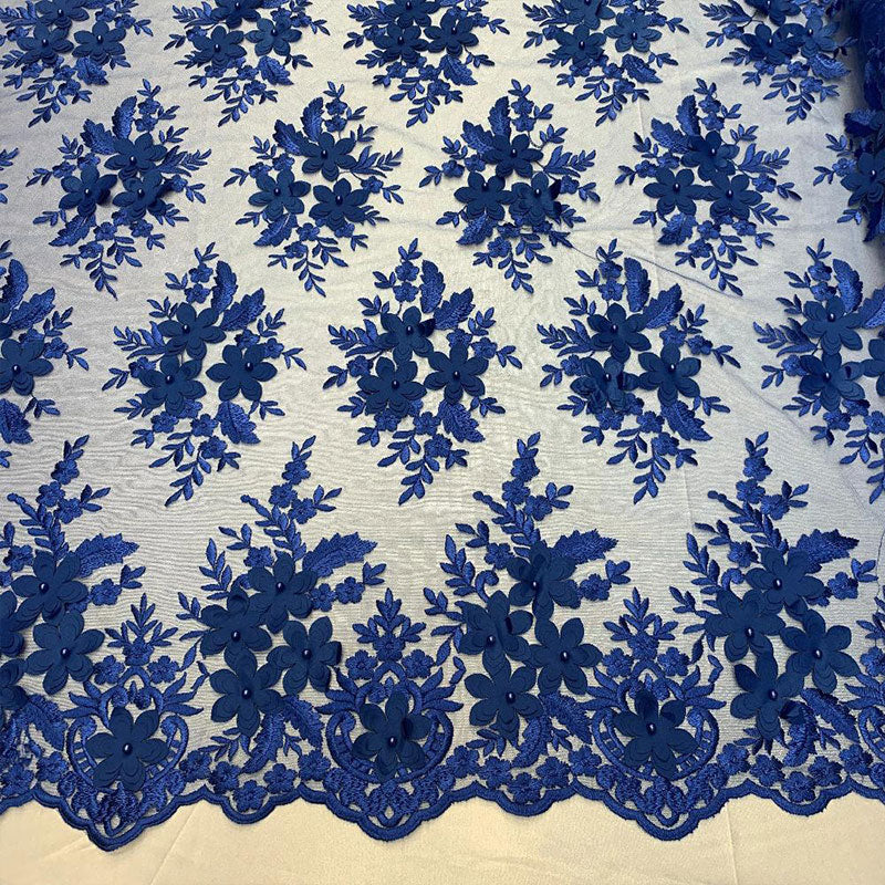 3D Flowers Embroidered Bridal Beaded Mesh Lace Wedding FabricICEFABRICICE FABRICSRoyal Blue3D Flowers Embroidered Bridal Beaded Mesh Lace Wedding Fabric ICEFABRIC |Royal Blue