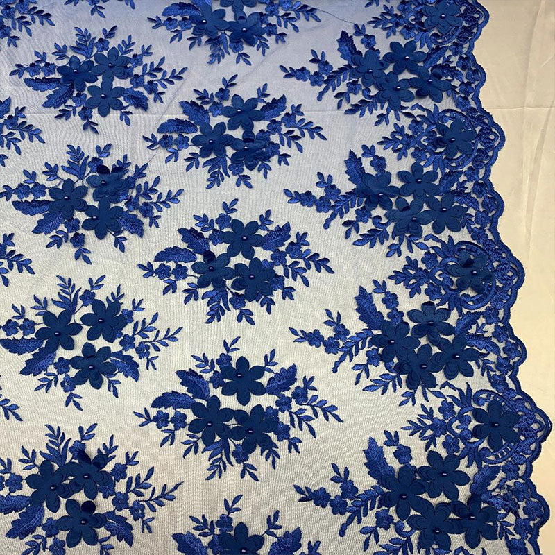 3D Flowers Embroidered Bridal Beaded Mesh Lace Wedding FabricICEFABRICICE FABRICSRoyal Blue3D Flowers Embroidered Bridal Beaded Mesh Lace Wedding Fabric ICEFABRIC |Royal Blue