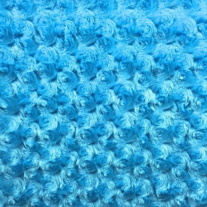 Turquoise Rosebud Minky Fabric by the Yard