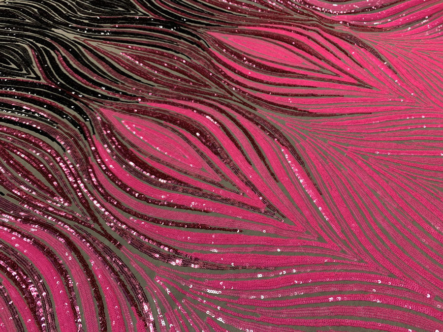 New Wavy Geometric Prom 4 Way Stretch Sequins Fabric by the Yard