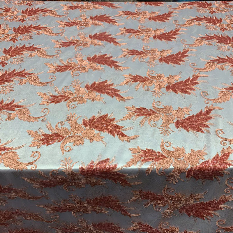 Handmade Floral Mesh Lace Embroidered Fabric By The YardICEFABRICICE FABRICSCoralHandmade Floral Mesh Lace Embroidered Fabric By The Yard ICEFABRIC Coral