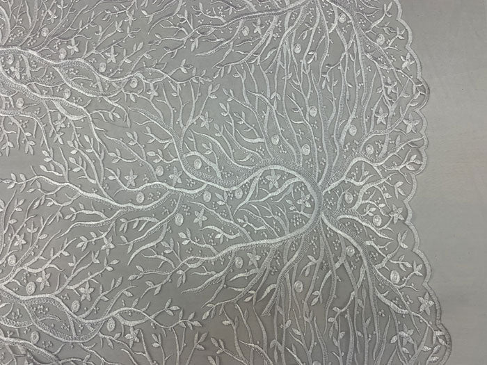 Tree Design Floral Embroidered Mesh Lace Fabric Sold By The YardICEFABRICICE FABRICSRoyal BlueTree Design Floral Embroidered Mesh Lace Fabric Sold By The Yard ICEFABRIC