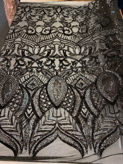 London Design 4 WAY Stretch Sequins Fabric SpandexICEFABRICICE FABRICSBlackLondon Design 4 WAY Stretch Sequins Fabric Spandex ICEFABRIC Black