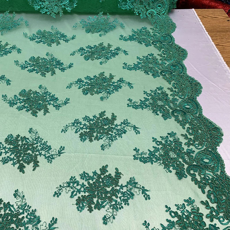 French Design Floral Mesh Lace Embroidery FabricICEFABRICICE FABRICSIvoryFrench Design Floral Mesh Lace Embroidery Fabric ICEFABRIC Green