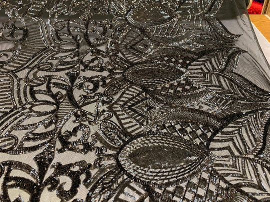 London Design 4 WAY Stretch Sequins Fabric SpandexICEFABRICICE FABRICSBlackLondon Design 4 WAY Stretch Sequins Fabric Spandex ICEFABRIC Black