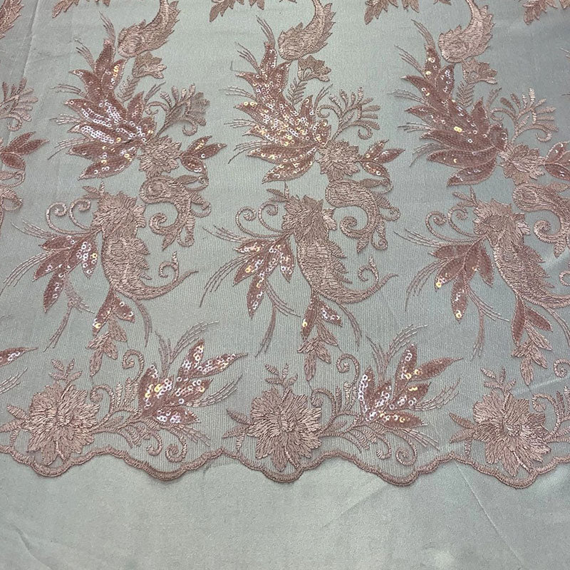 Handmade Floral Mesh Lace Embroidered Fabric By The YardICEFABRICICE FABRICSBlueHandmade Floral Mesh Lace Embroidered Fabric By The Yard ICEFABRIC Pink