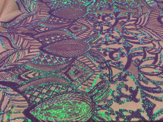 London Design 4 WAY Stretch Sequins Fabric SpandexICEFABRICICE FABRICSLavender Green IridescentLondon Design 4 WAY Stretch Sequins Fabric Spandex ICEFABRIC Lavender Green Iridescent