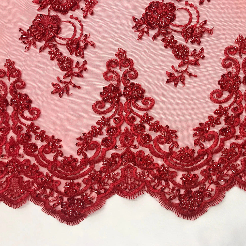 Fashion Wedding Dress Sequins Beaded Bridal Mesh LaceICE FABRICSICE FABRICSRedFashion Wedding Dress Sequins Beaded Bridal Mesh Lace ICE FABRICS Red