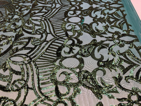 London Design 4 WAY Stretch Sequins Fabric SpandexICEFABRICICE FABRICSHunter GreenLondon Design 4 WAY Stretch Sequins Fabric Spandex ICEFABRIC Hunter Green