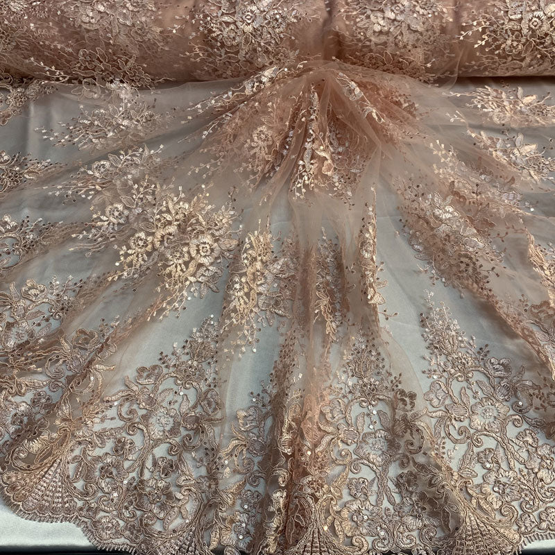 Hand Made Mesh Floral Lace Embroidery Fabric By The YardICEFABRICICE FABRICSDusty Rose/PinkHand Made Mesh Floral Lace Embroidery Fabric By The Yard ICEFABRIC Dusty Rose/Pink
