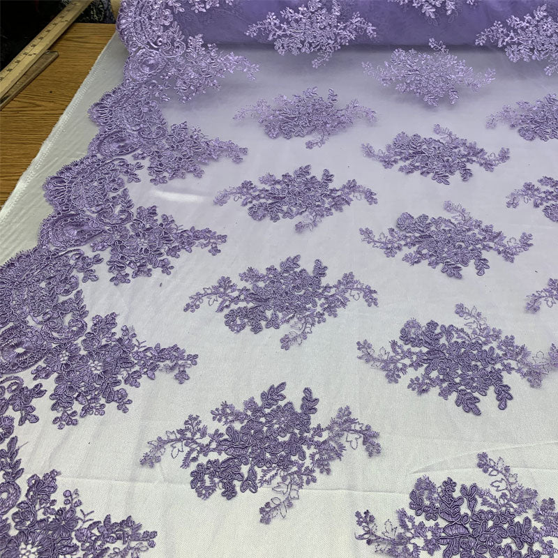 French Design Floral Mesh Lace Embroidery FabricICEFABRICICE FABRICSLavenderFrench Design Floral Mesh Lace Embroidery Fabric ICEFABRIC Lavender